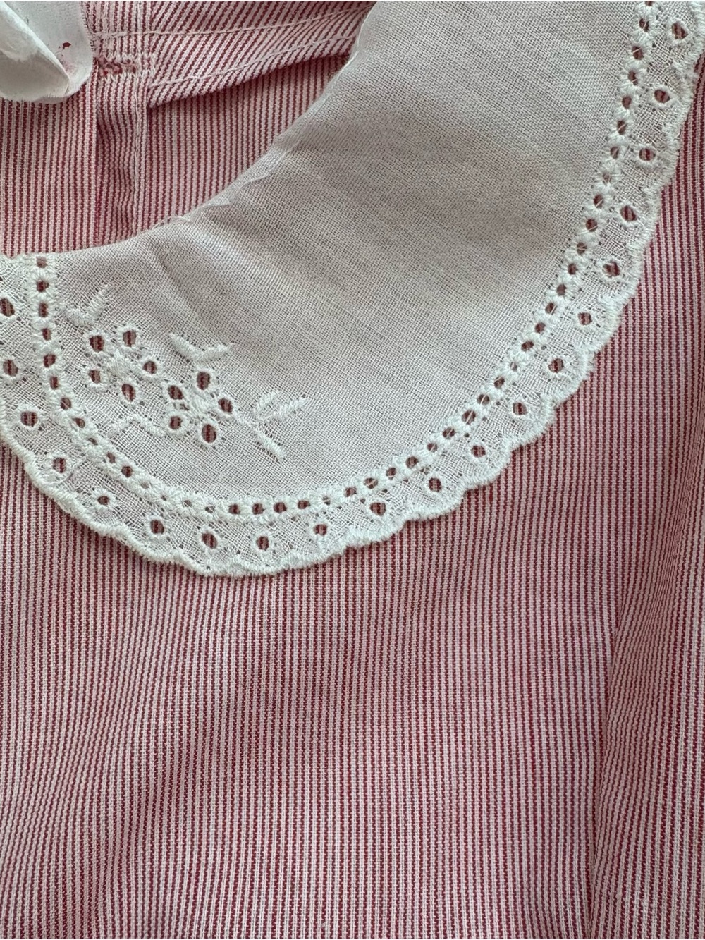 Vintage Girls Dress Pinafore Lace Toddler SZ 12-18 M Red White Embroidered - Picture 9 of 11